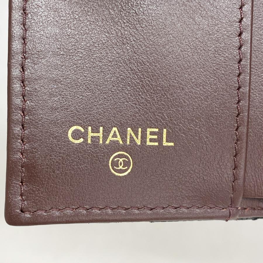 CHANEL 【5ha0119-b】シャネル 三つ折り財布 マトラッセ キャビア  