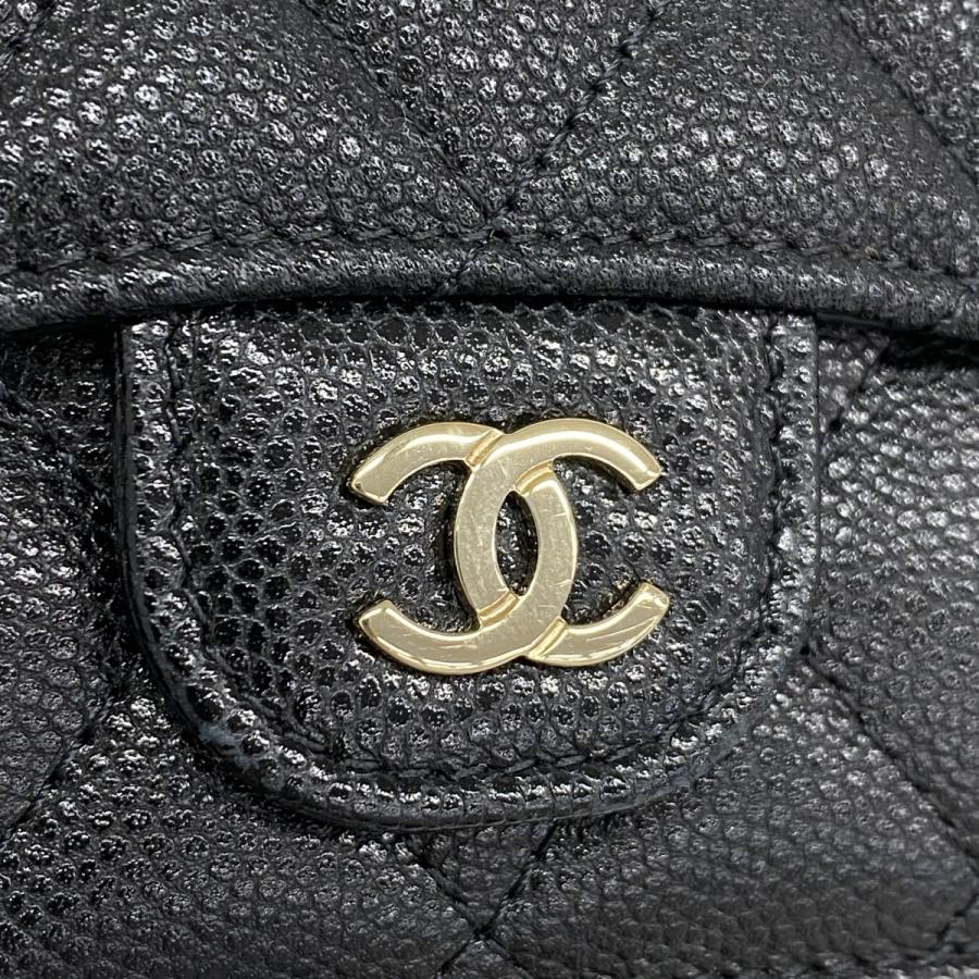 CHANEL 【5ha0119-b】シャネル 三つ折り財布 マトラッセ キャビア  