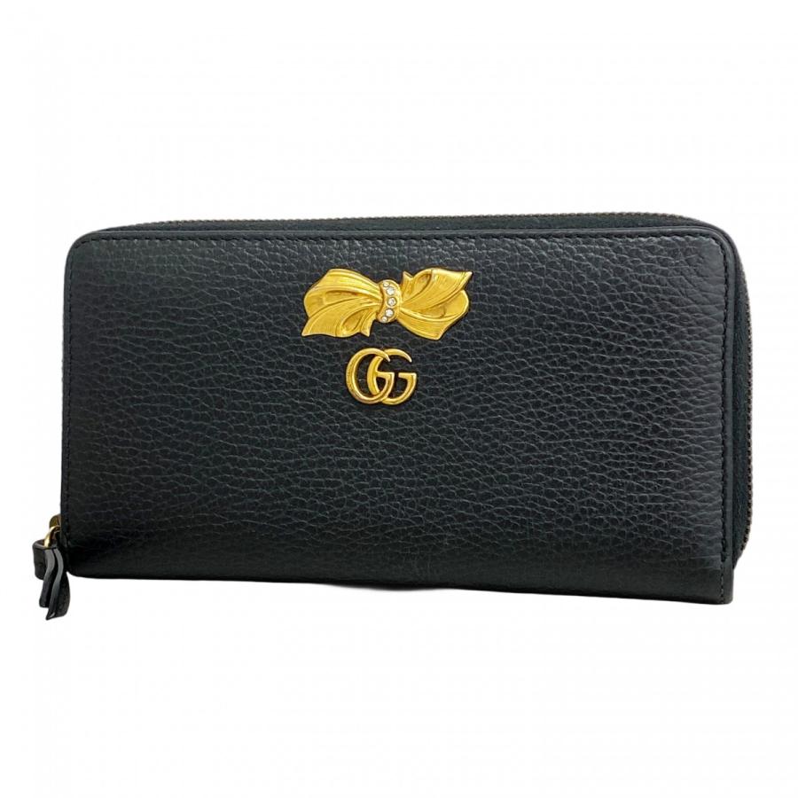 GUCCI 【5ha0244-h】グッチ 長財布 GGマーモント リボン 524291 レザー  