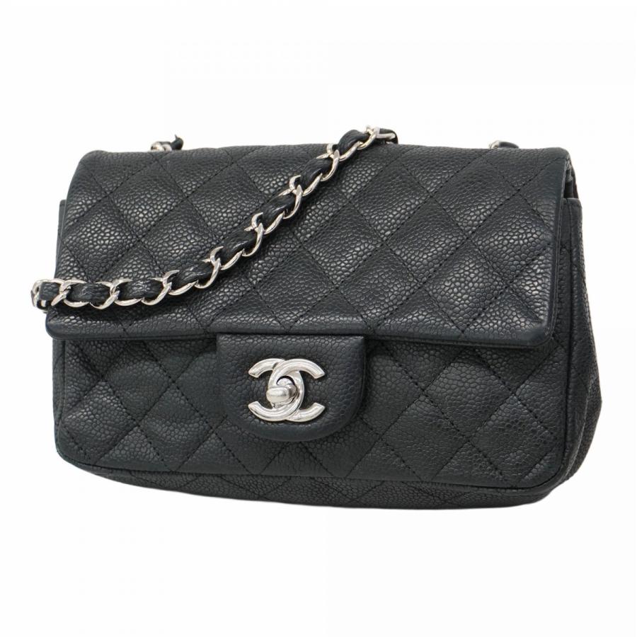 CHANEL チェーン ショルダーバッグ キャビアスキン ブラック