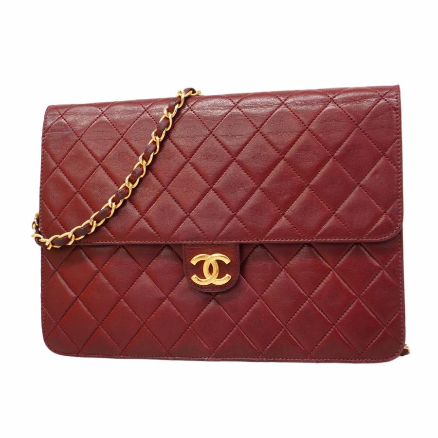 シャネル ラムスキン マトラッセ チェーン ショルダー バッグ ボルドー