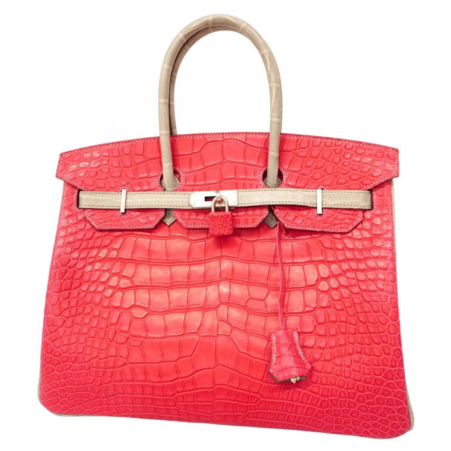 ★最終価格★SALE【5hc1918-e-g】エルメス ハンドバッグ バーキン35 アリゲーターマット ローズエクストリーム グリシアン シルバー金具 Y刻印 SPO【中古】レディース HERMES（エルメス） ☆最終価格☆SALE【5hc1918-e-g】エルメス