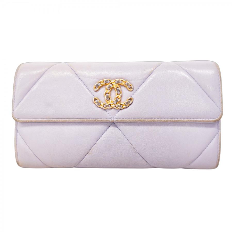 CHANEL 【5hd3271-h】シャネル 長財布 シャネル19 ラムスキン パープル  