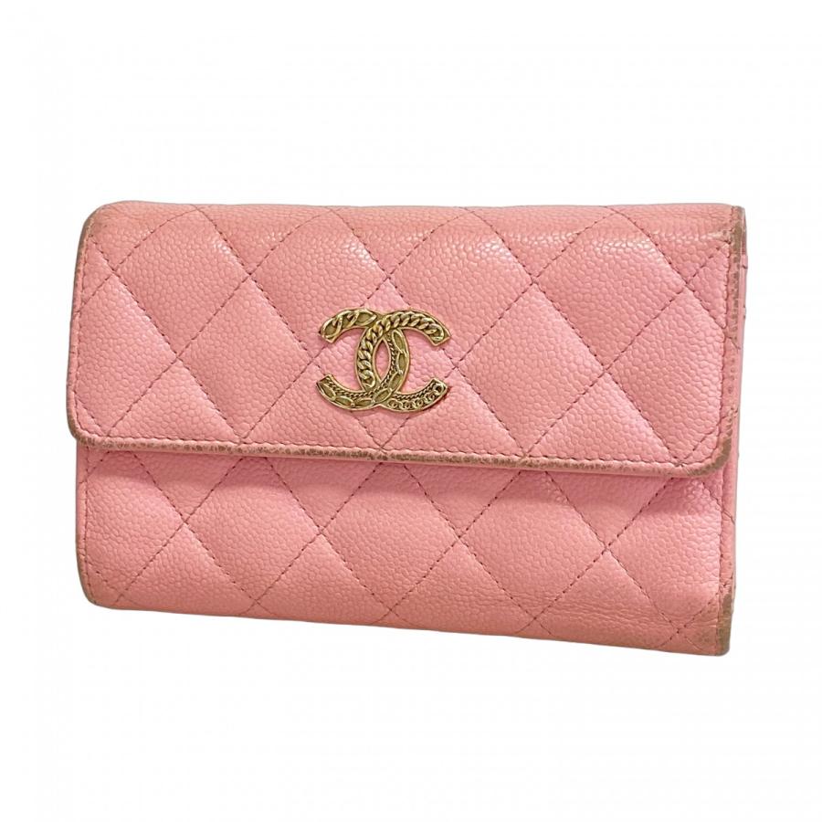 CHANEL 【5he4821-h】シャネル 三つ折り財布 マトラッセ