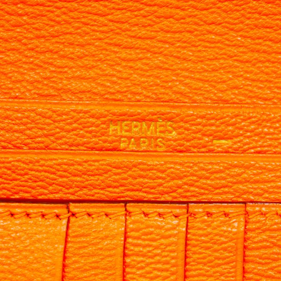 HERMES 【5ic2873】エルメス 財布 ベアンコンパクト リザード オレンジ  