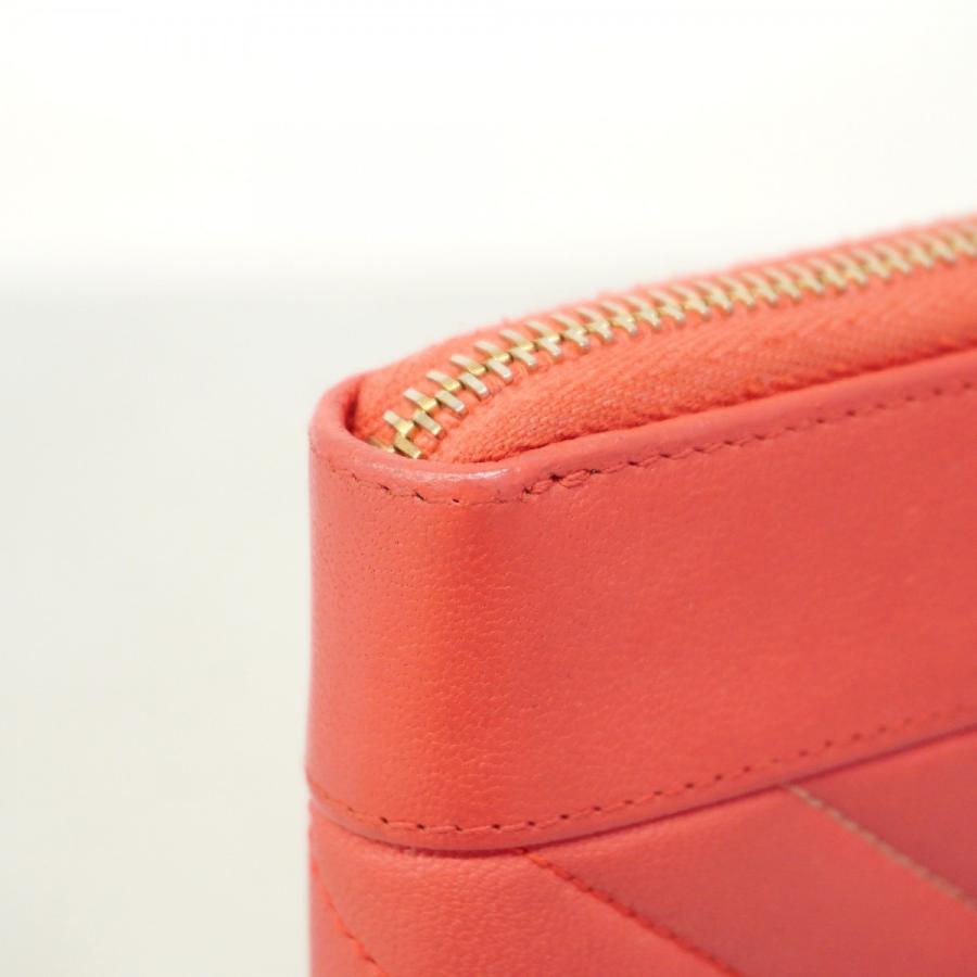 CHANEL 【5ic2985-h】シャネル 長財布 Vステッチ ラムスキン ピンク  