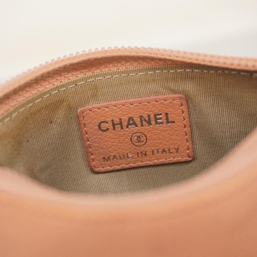 CHANEL 【5ic3401-h】シャネル コインケース レザー ピンク シルバー  