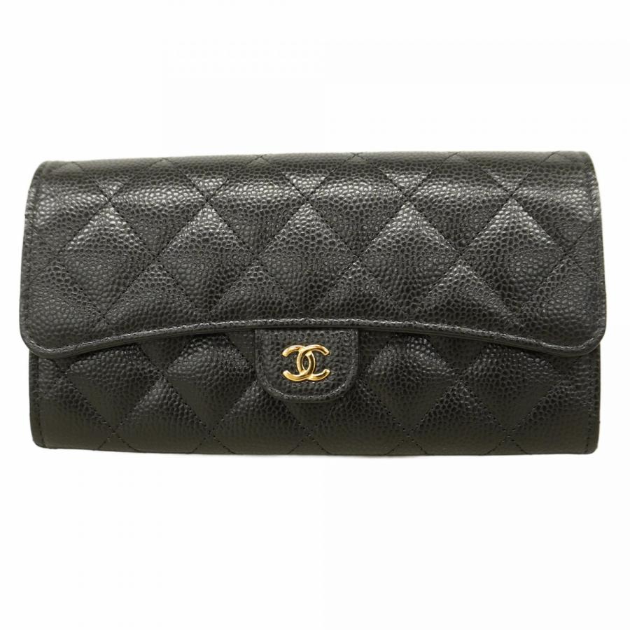 CHANEL 【5ic3574】シャネル 長財布 マトラッセ キャビアスキン  