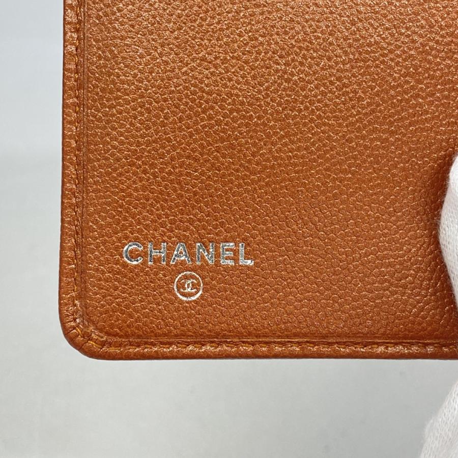 CHANEL 【5ic3657】シャネル 財布 キャビアスキン ブラウン シルバー  
