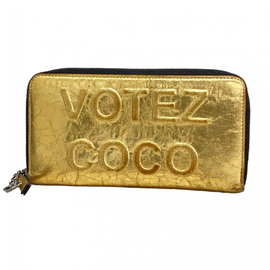 CHANEL 【5id4195-h】シャネル 長財布 VOTEZ COCO レザー ゴールド  