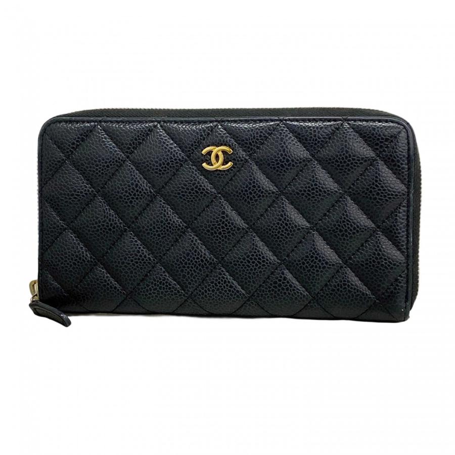 CHANEL 【5id4495】シャネル 長財布 マトラッセ キャビアスキン  