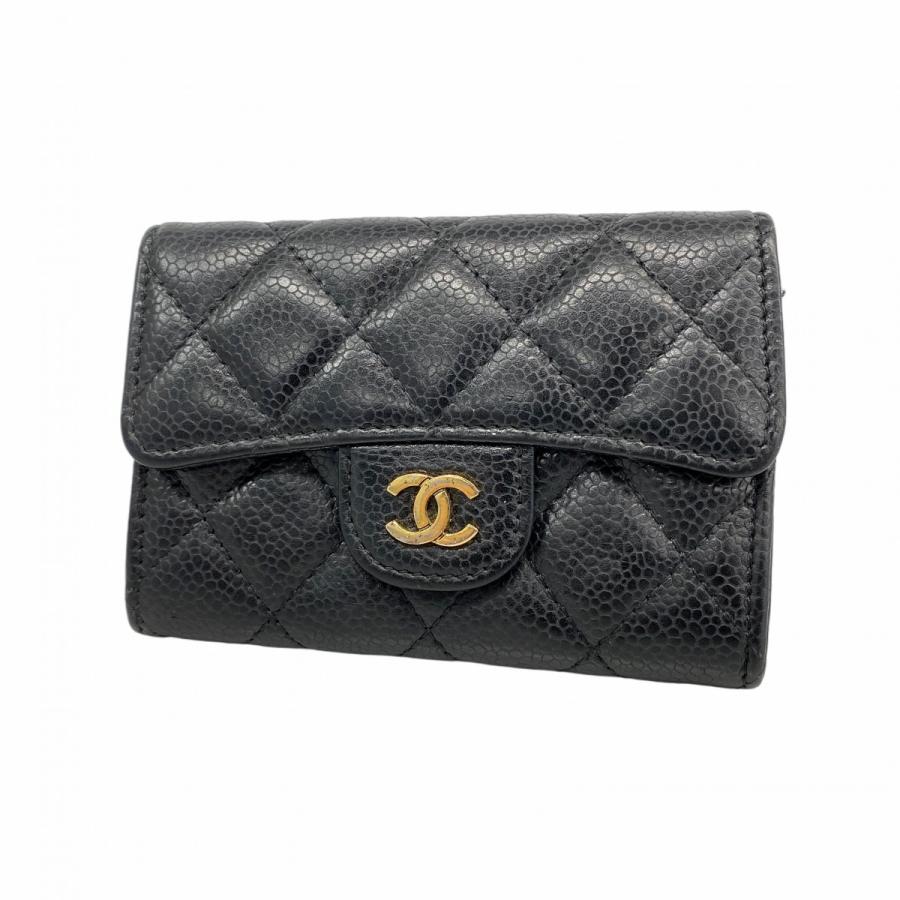 CHANEL 【5id4788-h】シャネル 名刺入れ マトラッセ キャビアスキン  