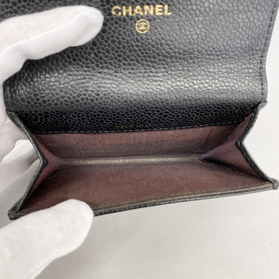 CHANEL 【5id4788-h】シャネル 名刺入れ マトラッセ キャビアスキン  