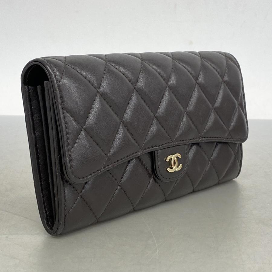 CHANEL 【5id5574-h】シャネル 長財布 マトラッセ ラムスキン ダーク  