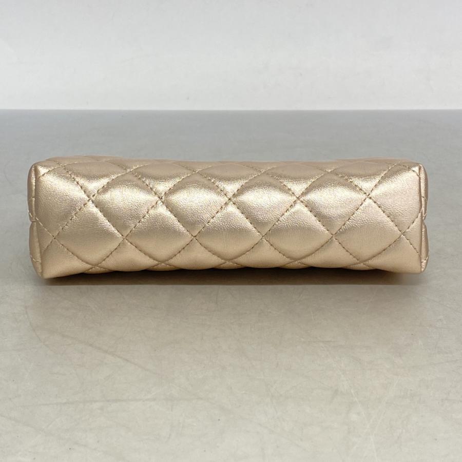 CHANEL 【5id5580-h】シャネル ポーチ マトラッセ ラムスキン ピンク  