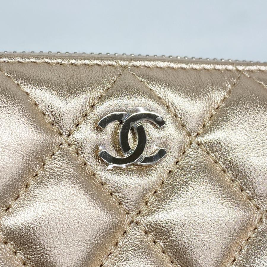 CHANEL 【5id5580-h】シャネル ポーチ マトラッセ ラムスキン ピンク  
