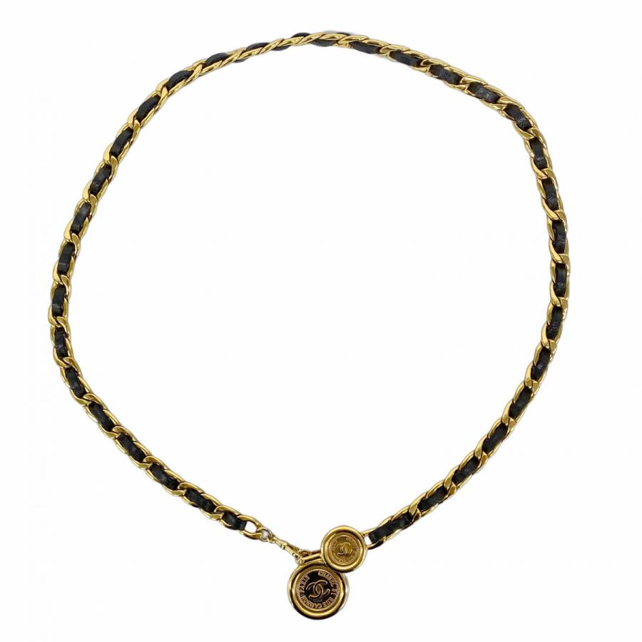 CHANEL 【5ie5853】シャネル ベルト ブラック ゴールド ゴールド金具  