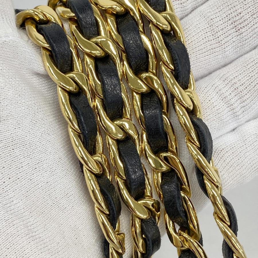 CHANEL 【5ie5853】シャネル ベルト ブラック ゴールド ゴールド金具  