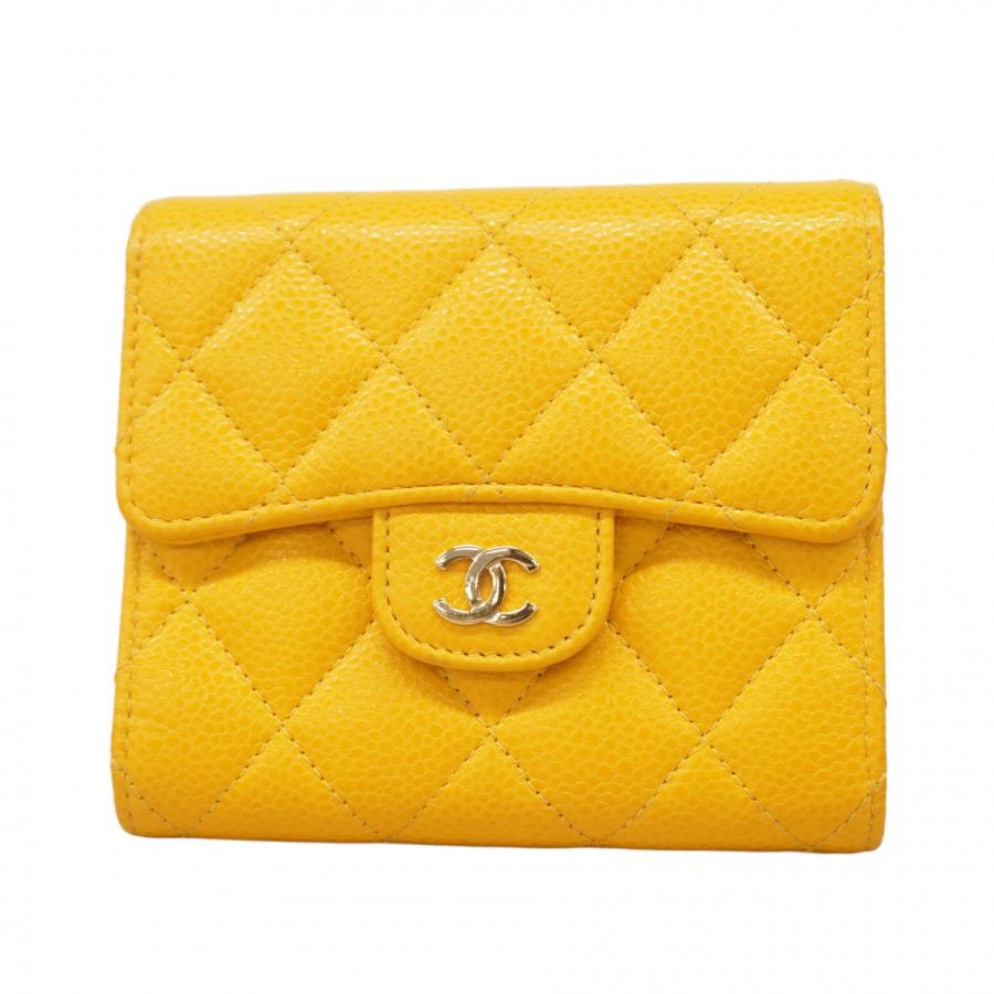 CHANEL 【5ie6118-h】シャネル 三つ折り財布 マトラッセ キャビア  