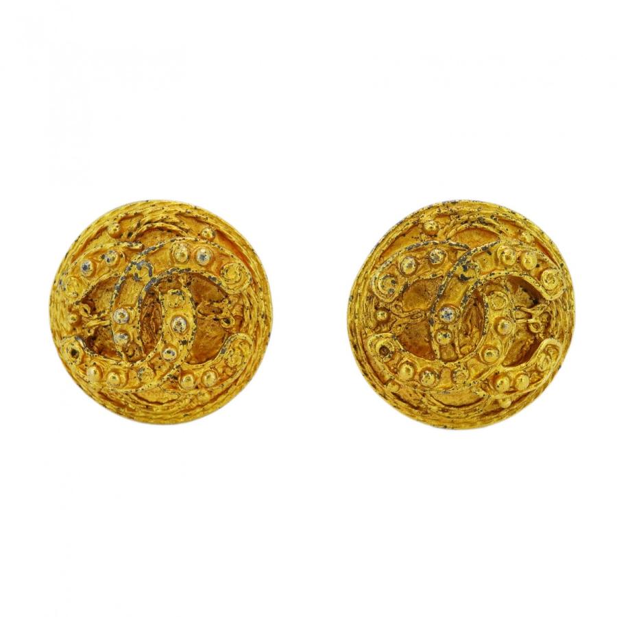 5jcb0659】シャネル イヤリング ヴィンテージ ココマーク 丸型 サークル GPメッキ ゴールド【中古】レディース