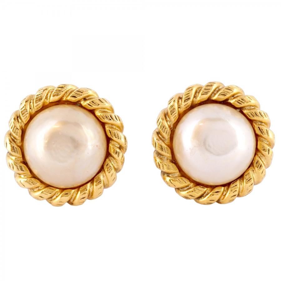 CHANEL 【5jdb1018】シャネル イヤリング ヴィンテージ 丸型 サークル  