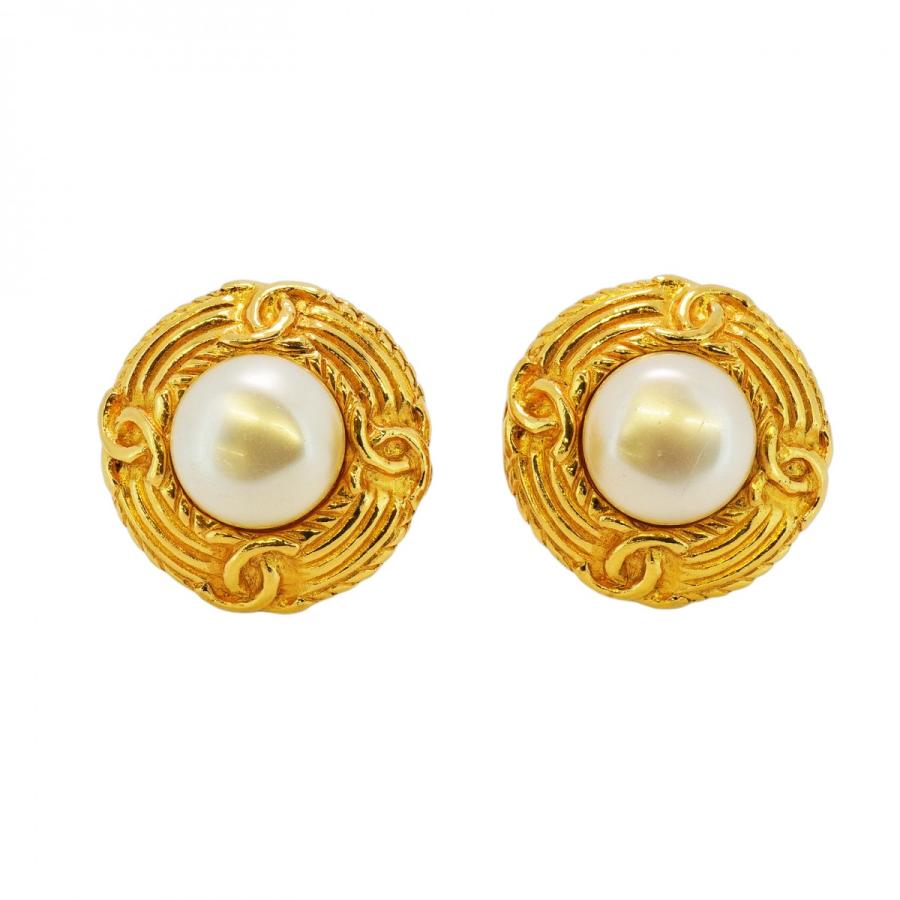 CHANEL 【5jeb0086】シャネル イヤリング ヴィンテージ ココマーク 丸  