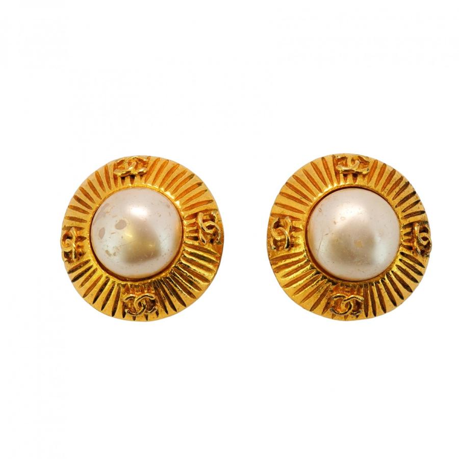 CHANEL 【5jeb0094】シャネル イヤリング ヴィンテージ ココマーク 丸  