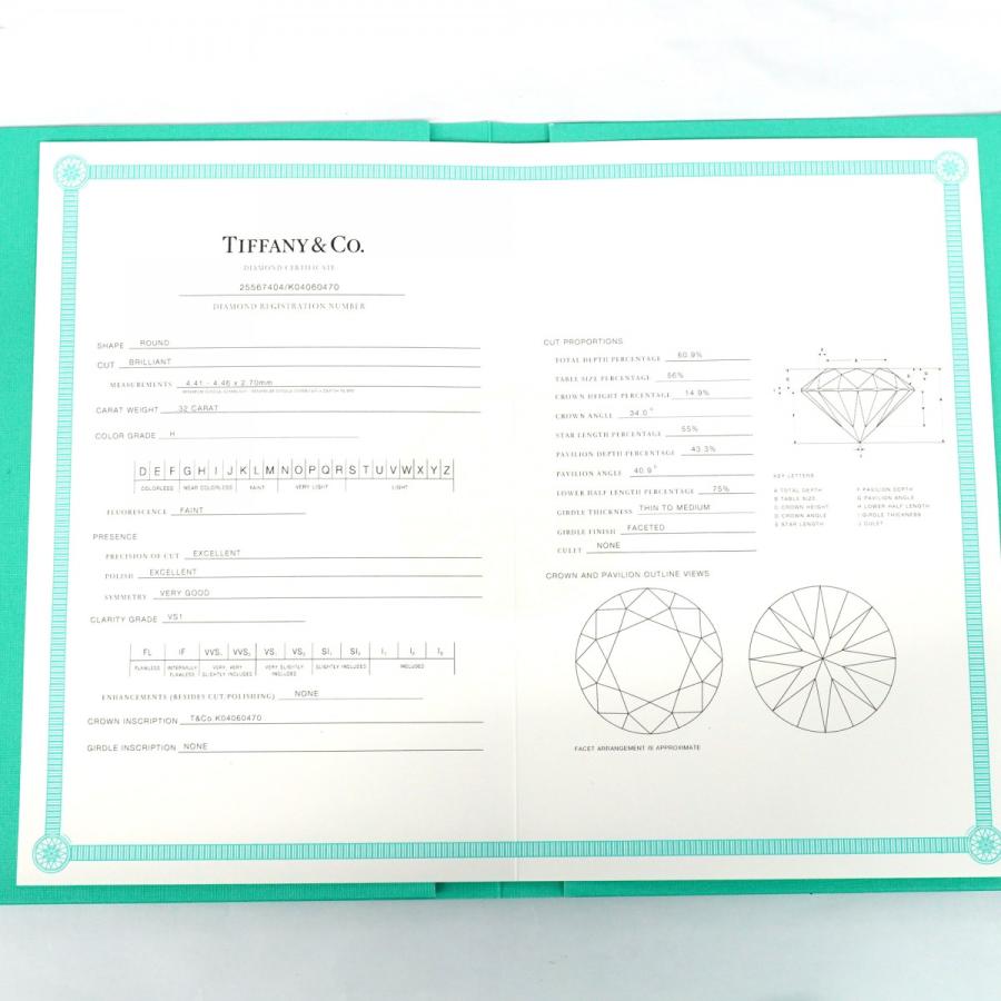 TIFFANY&Co. 【5jeb0159】ティファニー リング ソリティア 1PD Pt950  