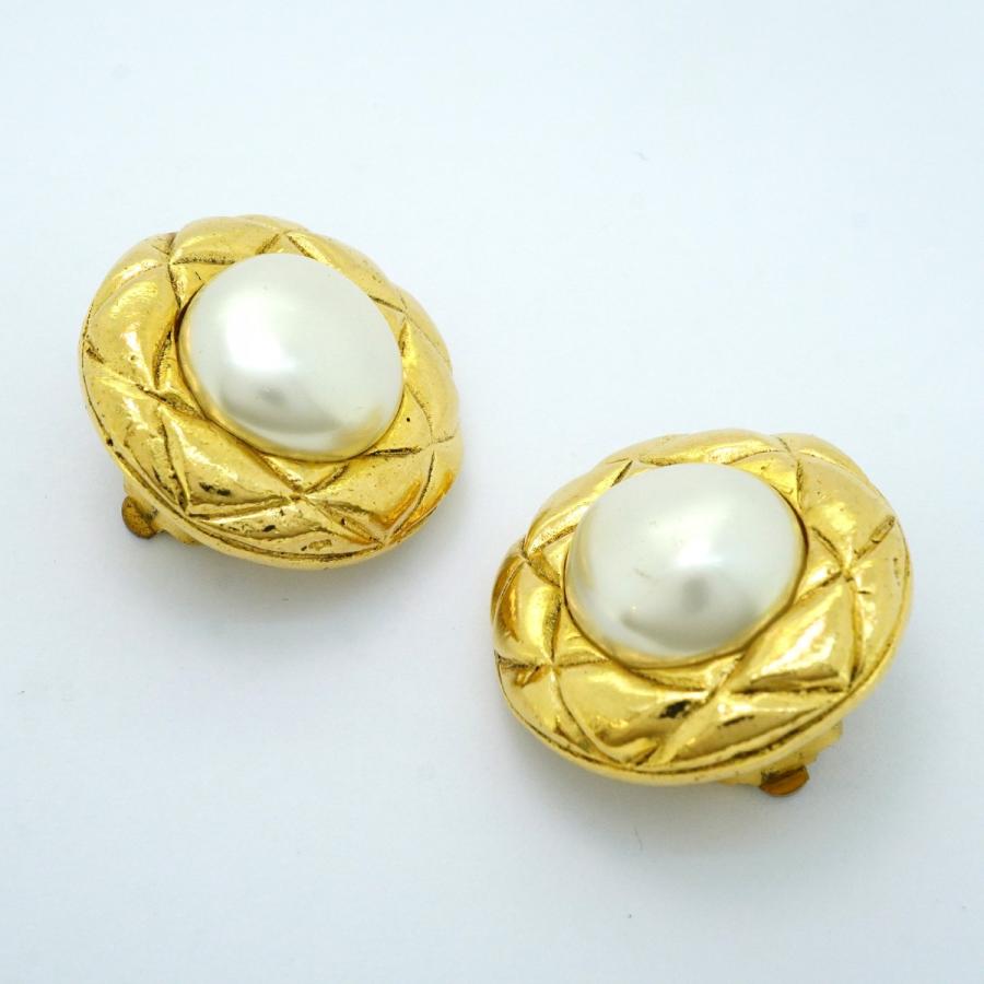 CHANEL 【5jeb0251】シャネル イヤリング ヴィンテージ マトラッセ 丸  