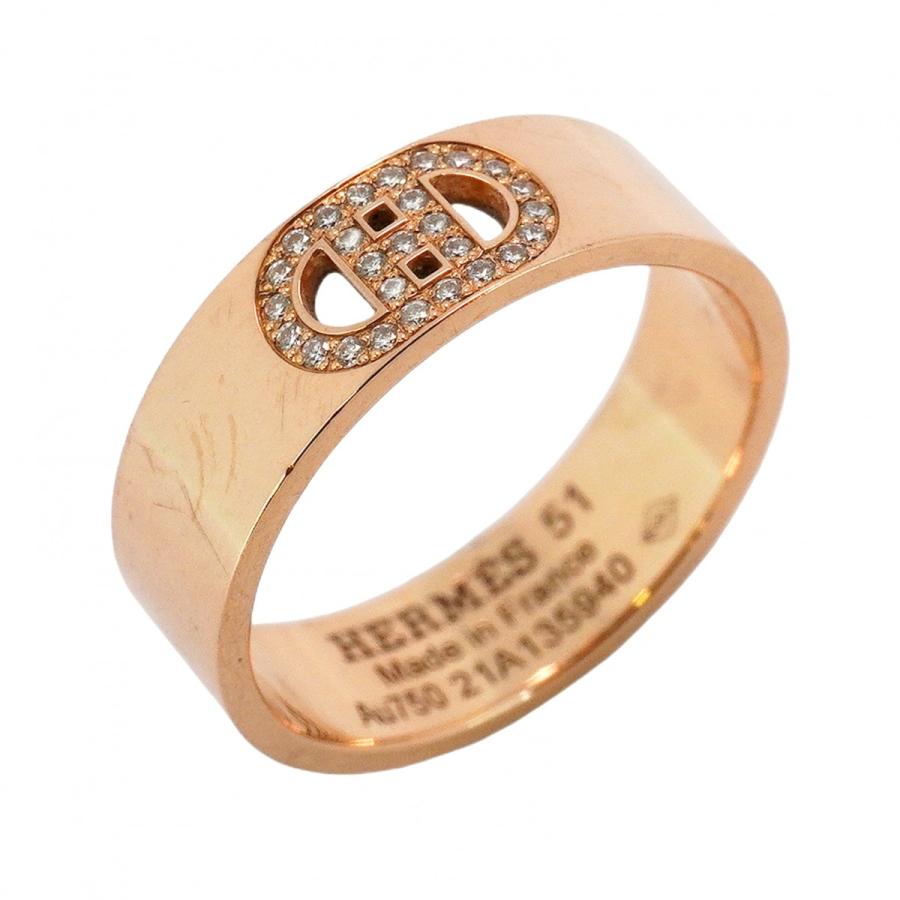 HERMES 【5jeb0305】エルメス リング Hダンクル PM K18PG ピンク  