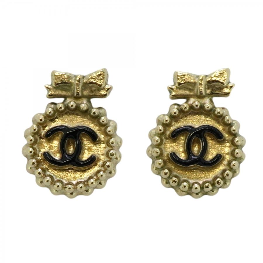 CHANEL 【5jeb0340】シャネル ピアス ココマーク リボンモチーフ GP  
