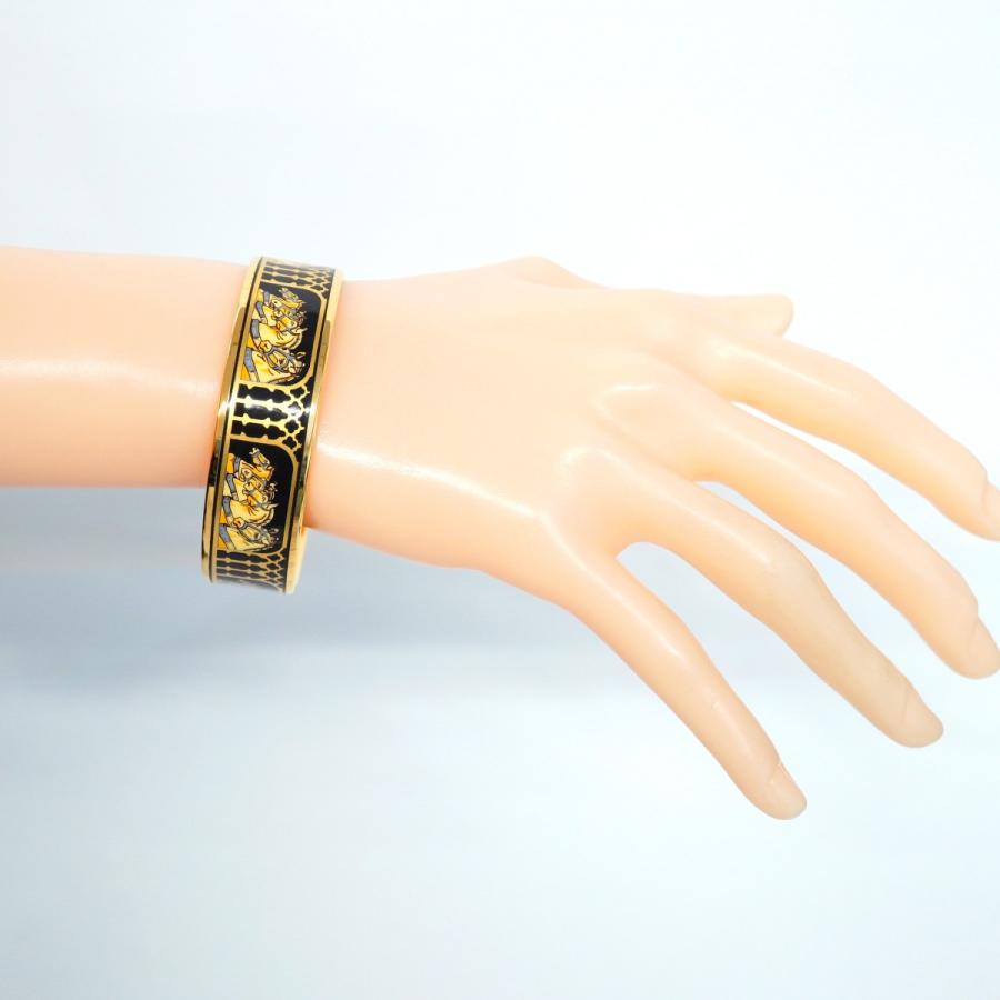 【超美品】エルメス HERMES エマイユ バングルGM 馬柄 ブルー ゴールド HERMES エルメス バングル エマイユGM 七宝 ゴールド ブルー 馬柄