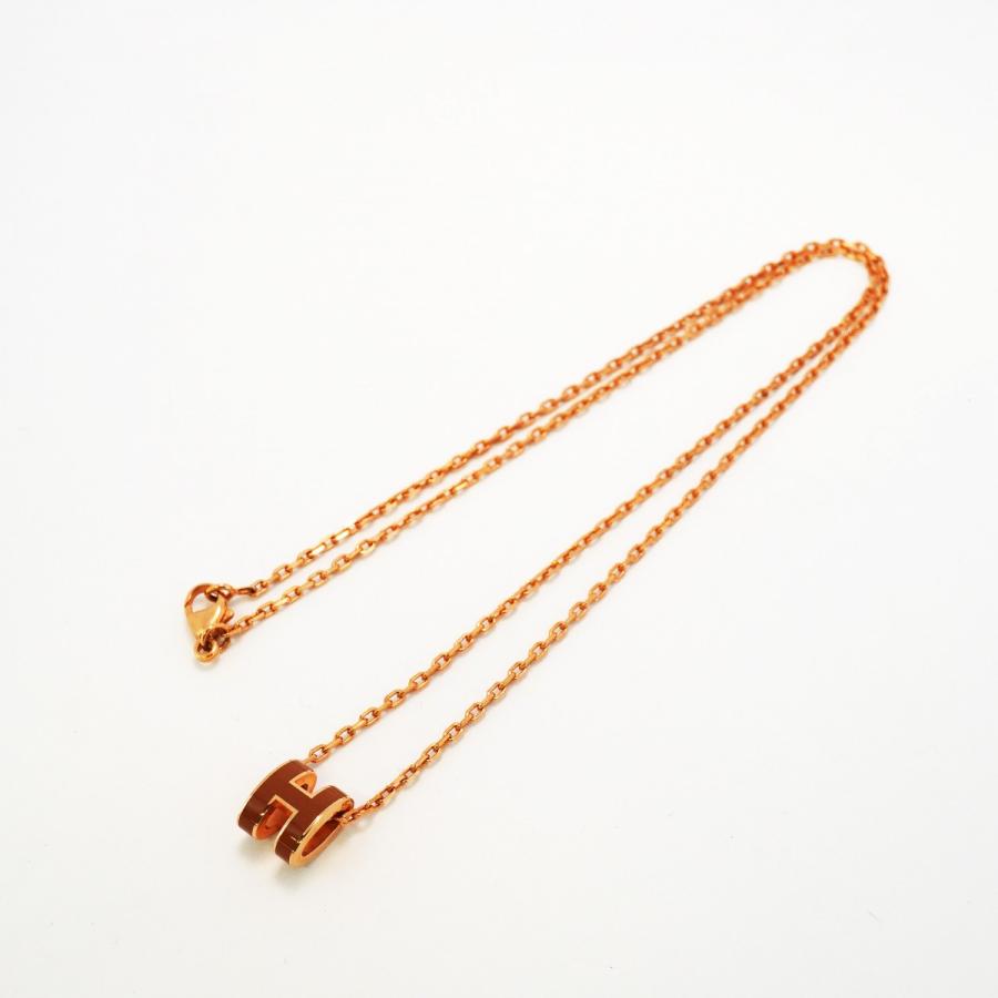 HERMES 【5jeb0375】エルメス ネックレス ポップH GPメッキ ブラウン  