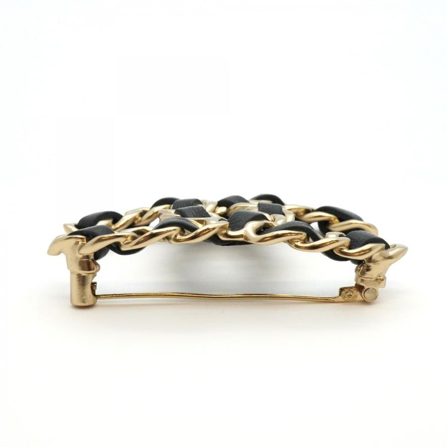 CHANEL 【5jeb0630】シャネル ブローチ ココマーク GPメッキ レザー  