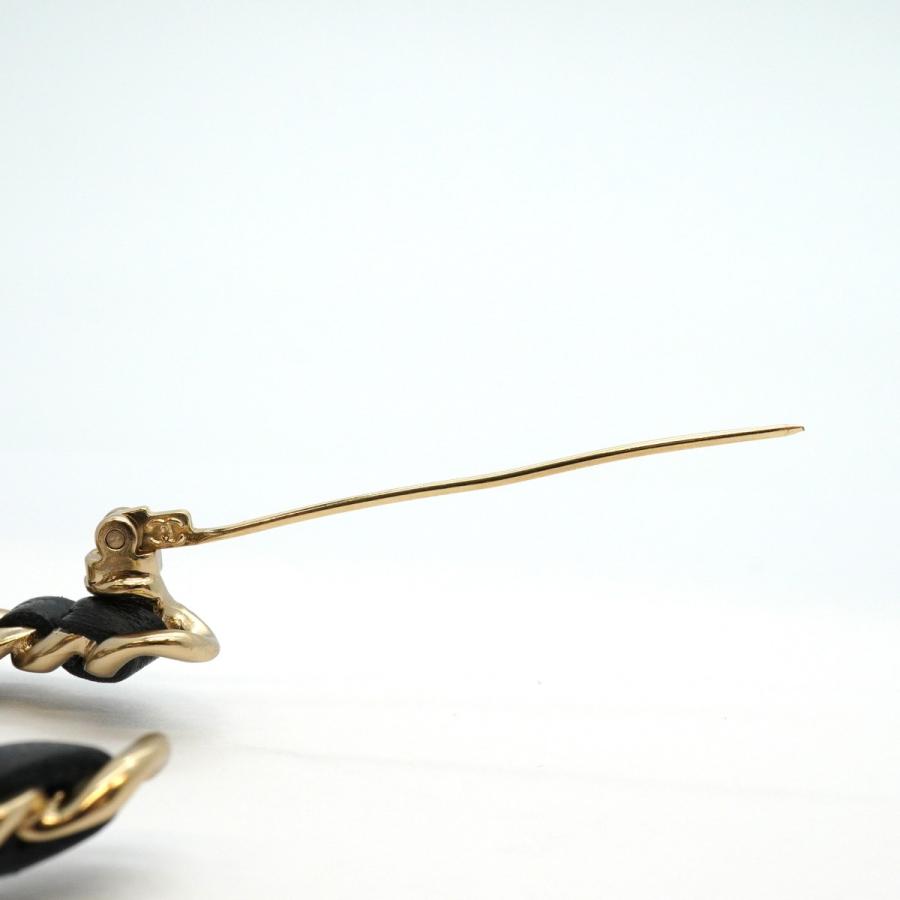 CHANEL 【5jeb0630】シャネル ブローチ ココマーク GPメッキ レザー  