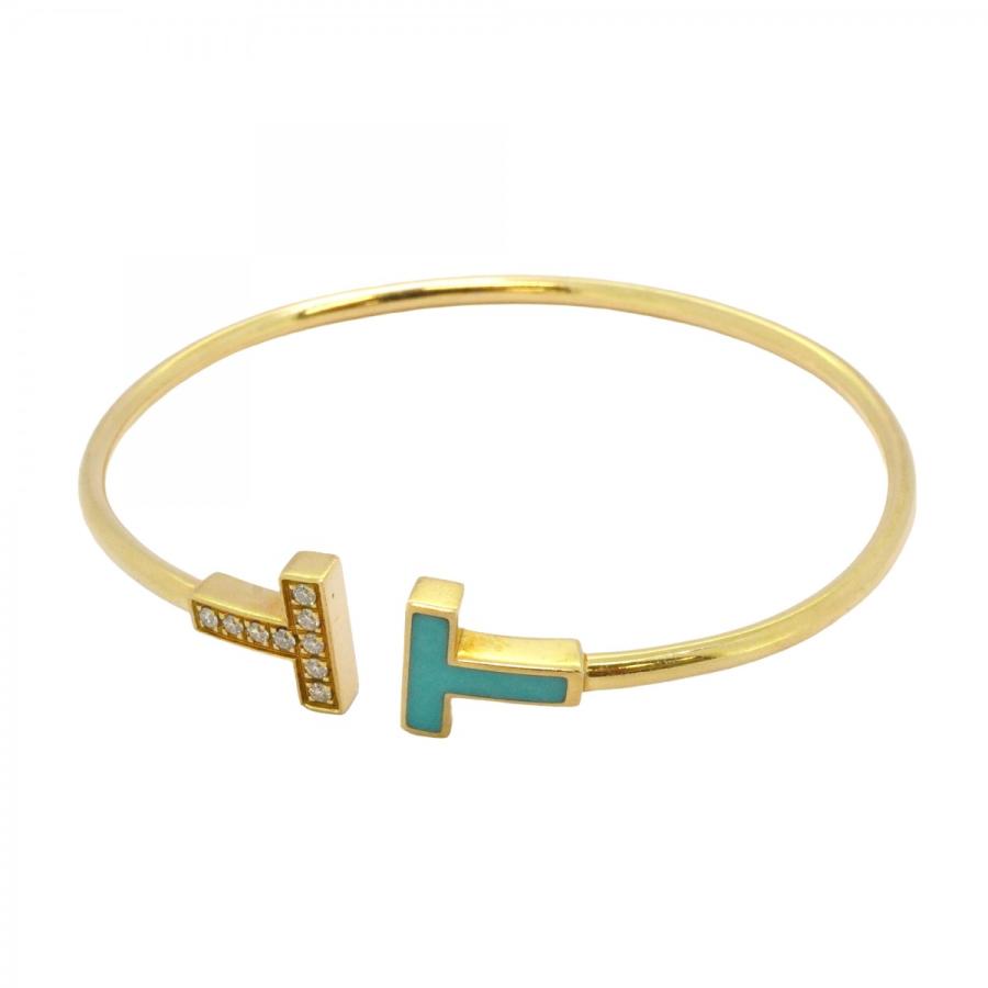 TIFFANY&Co. 【5jeb0673】ティファニー バングル Tワイヤー K18YG  