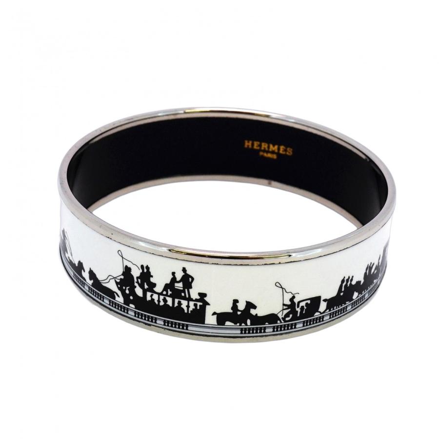 HERMES　エルメス　エマイユバングル　シルバー×ブラック エルメス HERMES エマイユ(バングル/ブラック×シルバー) 【公式通販】