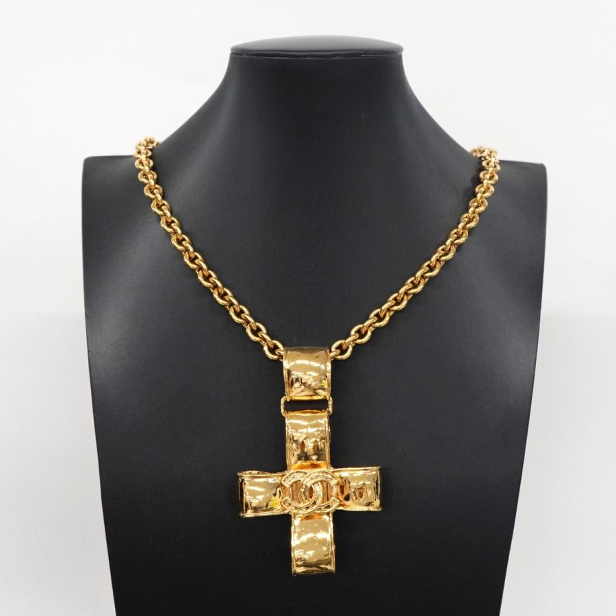 CHANEL ヴィンテージ ココマーク クロス ペンダントトップ Golden