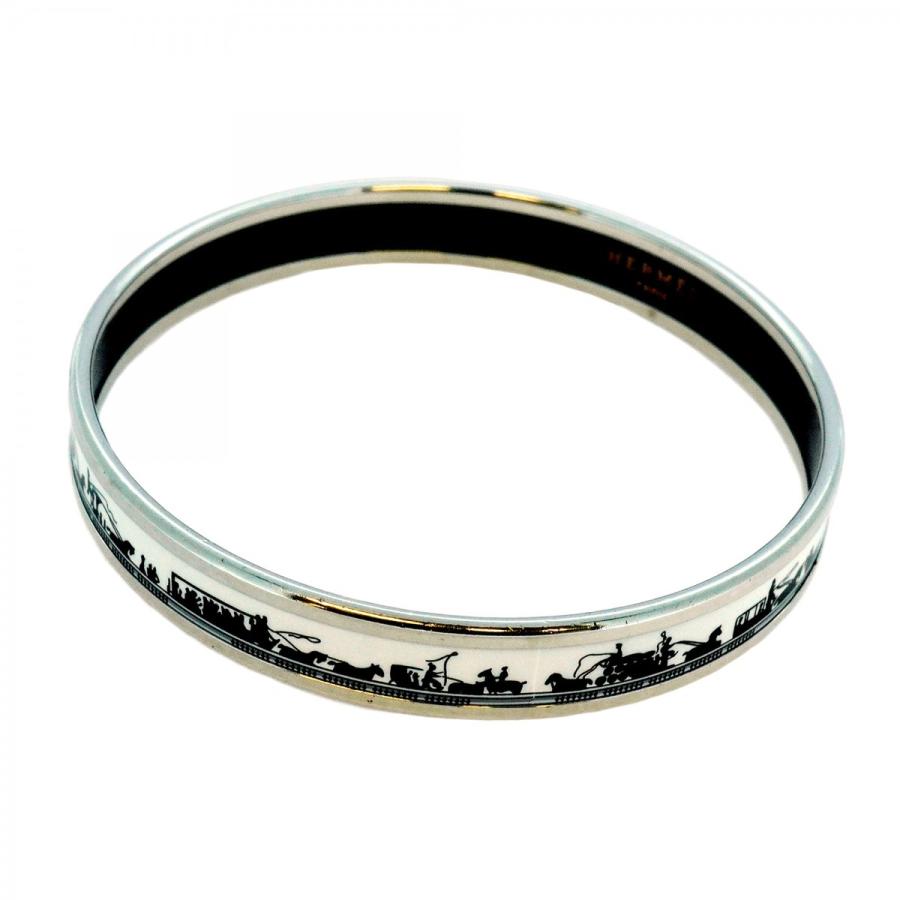 エルメス バングル ブレスレット エマイユPM ブラック 黒 シルバー