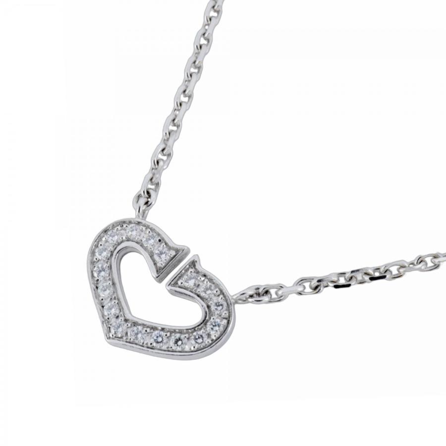 Cartier 【5jmb0796】カルティエ ネックレス Cハート K18WG ホワイト  