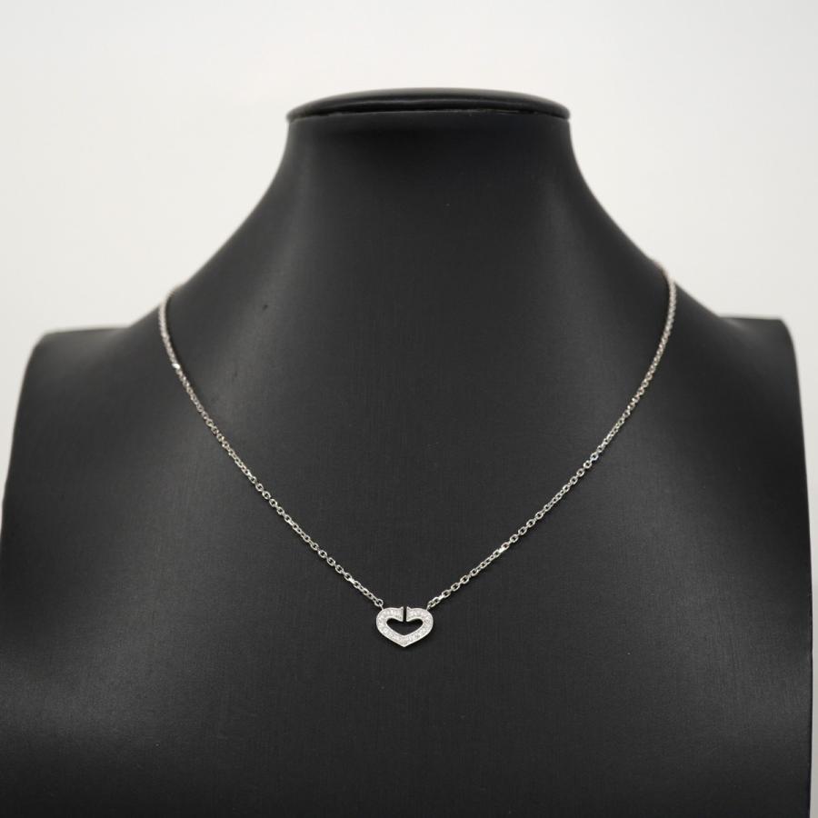 Cartier 【5jmb0796】カルティエ ネックレス Cハート K18WG ホワイト  