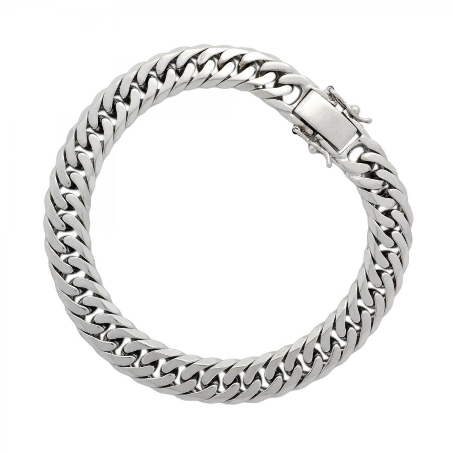 5khp063】喜平 ブレスレット Pt850 プラチナ 6面 ダブル 18.8cm 47.7g