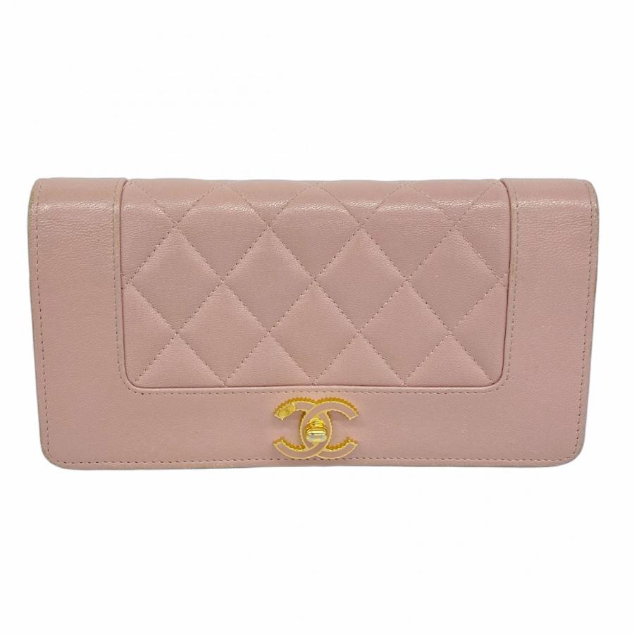 CHANEL 【5ma0227-h】シャネル 長財布 マトラッセ ラムスキン ピンク  
