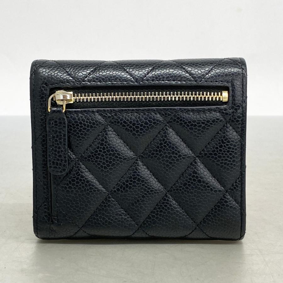 CHANEL 【5ma0773】シャネル 三つ折り長財布 マトラッセ キャビア  