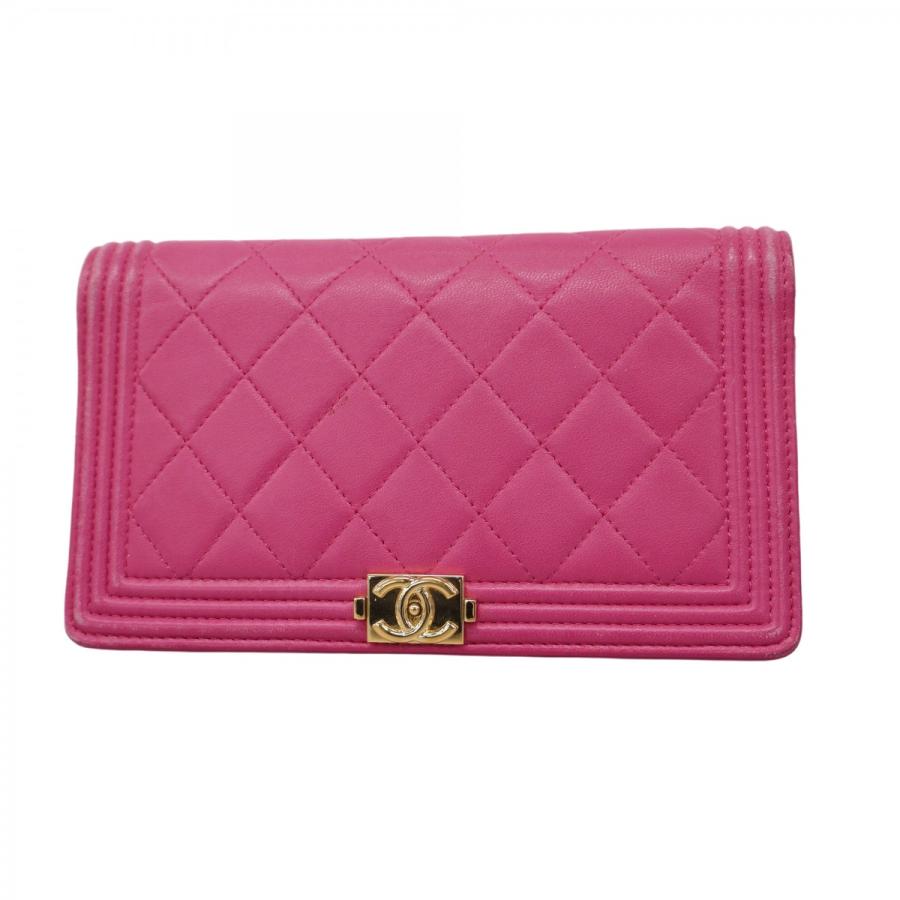 極美品 CHANEL シャネル ボーイシャネル 長財布 ラムスキン レディース
