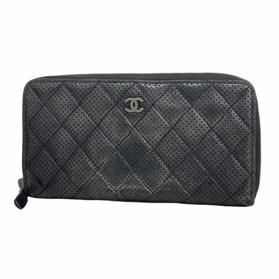 美品　CHANELマトラッセ長財布 大人気マトラッセ◇【CHANEL】ロング ジップ ウォレット 長財布