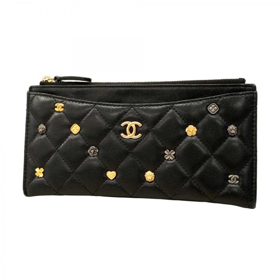 CHANEL(シャネル) 長財布 マトラッセ 黒×ゴールド ラムスキン 【公式通販】
