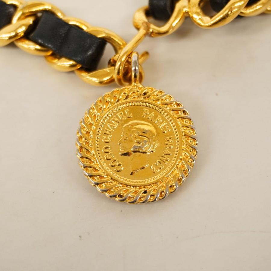 CHANEL 【5oc1397】シャネル ベルト チェーン ブラック ゴールド金具  