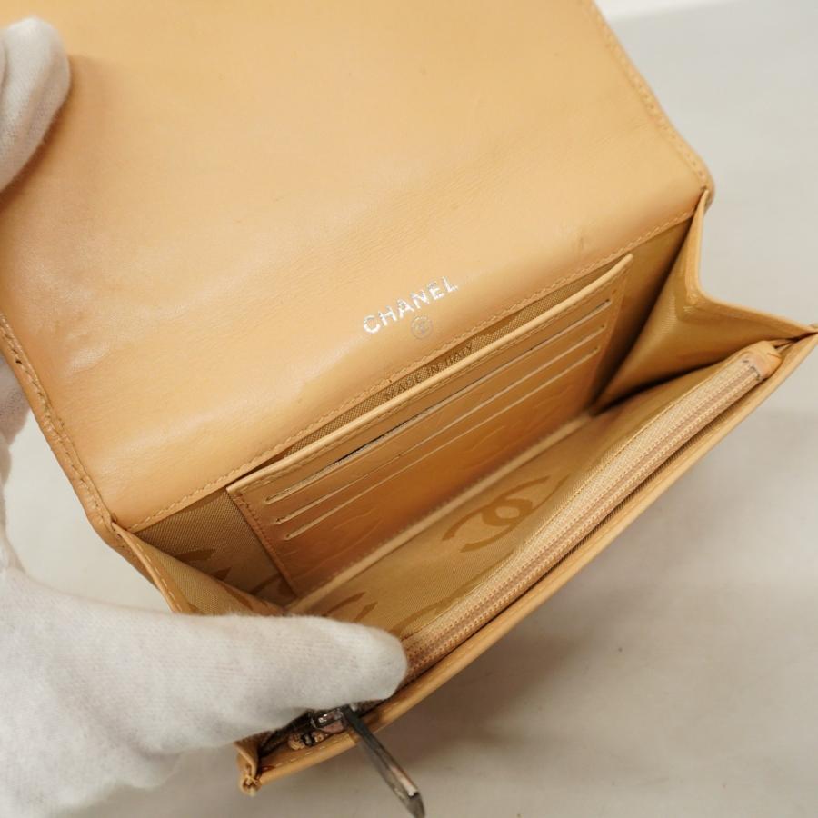 CHANEL シャネル カンボン ラムスキン ブラウン 折り財布 シリアルあり CHANEL シャネル カンボン ラムスキン ブラウン 折り財布 シリアルあり