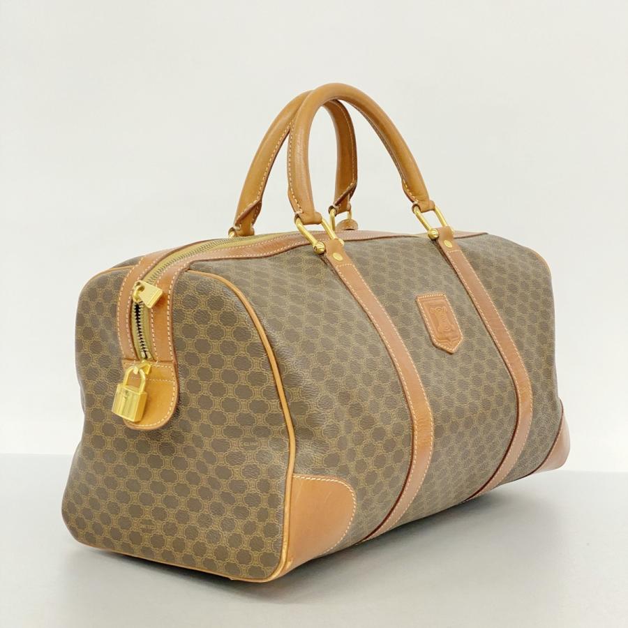 【CELINE】ボストンバッグ　マカダム柄　ゴールド金具　PVC ブラウン CELINE（セリーヌ） ☆最終価格【5od4416】セリーヌ ボストンバッグ